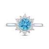 Thumbnail Image 3 of Round-Cut Blue Topaz & White Lab-Created Sapphire Ring Sterling Silver - Size 7