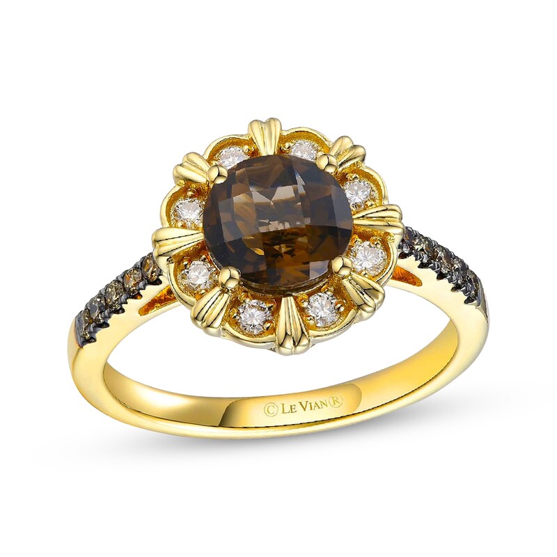 Main Image 1 of Le Vian Chocolate Quartz Ring 1/3 ct tw Diamonds 14K Honey Gold