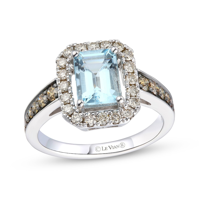 Le Vian Aquamarine Halo Ring 5/8 ct tw Diamonds 14K Vanilla Gold