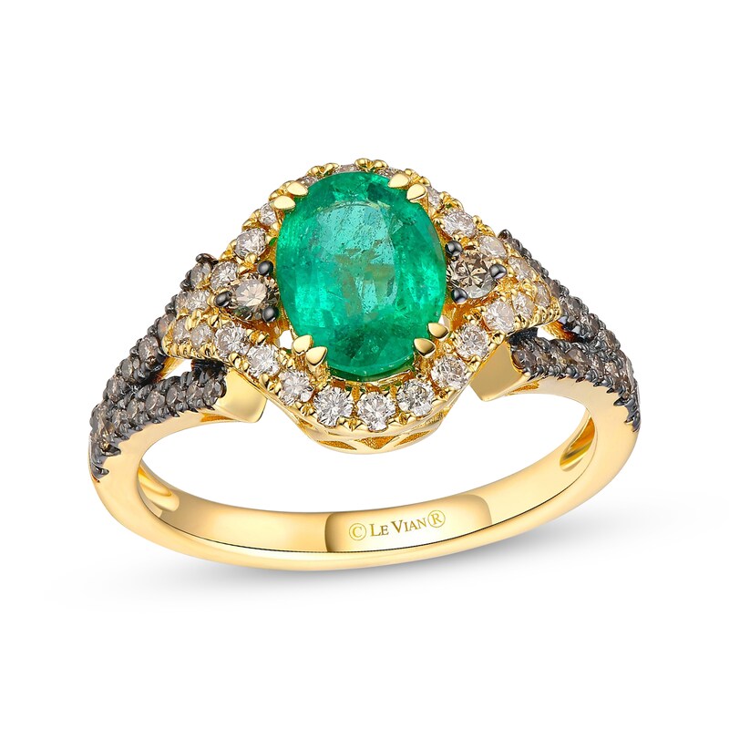 Le Vian Emerald Ring 1/2 ct tw Diamonds 14K Honey Gold