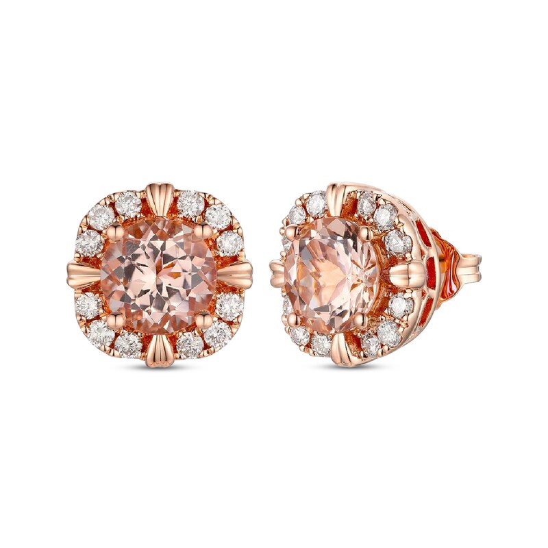 Le Vian Morganite Stud Earrings 3/8 ct tw Diamonds 14K Strawberry Gold