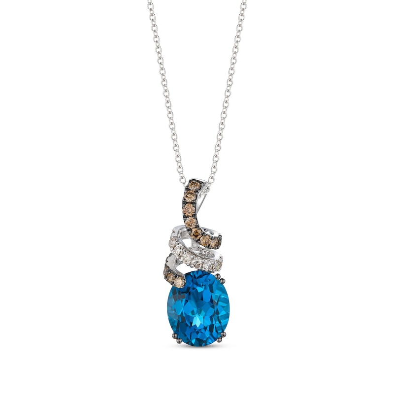 Le Vian Blue Topaz Ribbon Necklace 3/8 ct tw Diamonds 14K Vanilla Gold® 20”