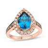 Le Vian Blue Topaz Ring 5/8 ct tw Diamonds 14K Strawberry Gold