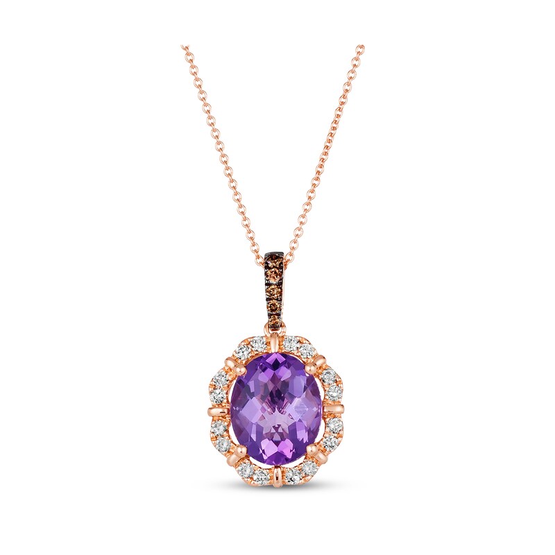 Main Image 1 of Le Vian Amethyst Scalloped Necklace 1/3 ct tw Diamonds 14K Strawberry Gold 20”