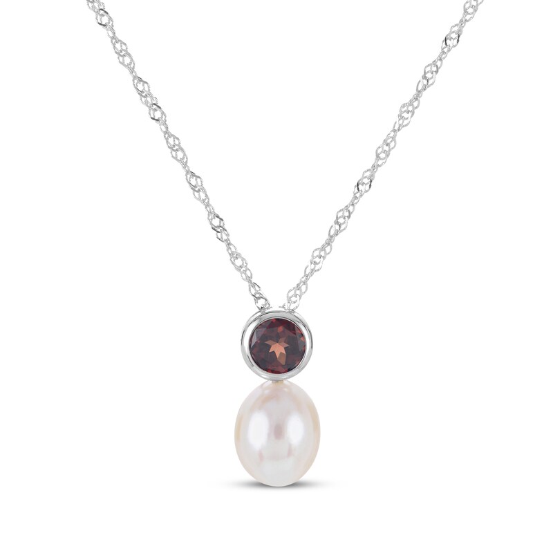 Main Image 2 of Cultured Pearl & Garnet Bezel Gift Set Sterling Silver