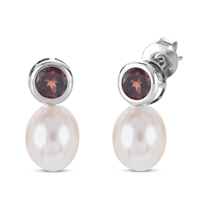 Main Image 3 of Cultured Pearl & Garnet Bezel Gift Set Sterling Silver