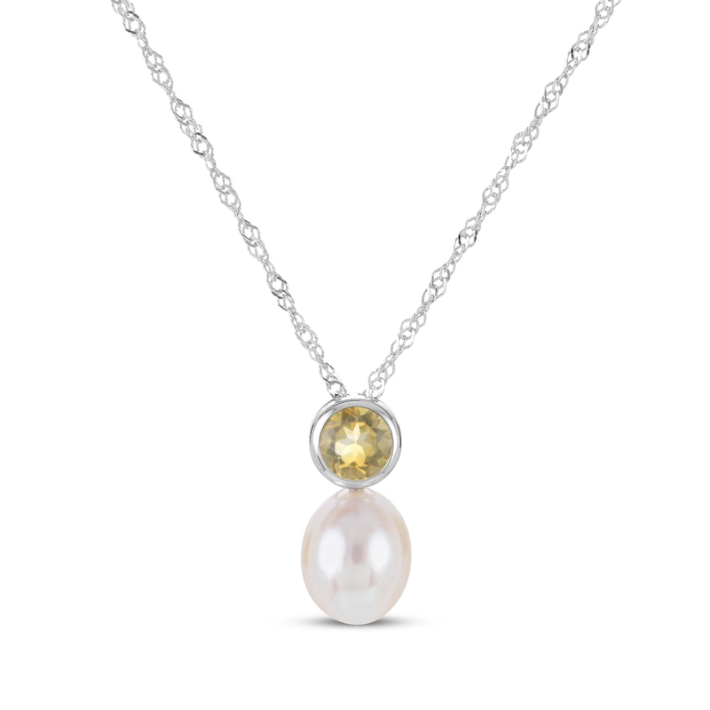 Main Image 2 of Cultured Pearl & Citrine Bezel Gift Set Sterling Silver
