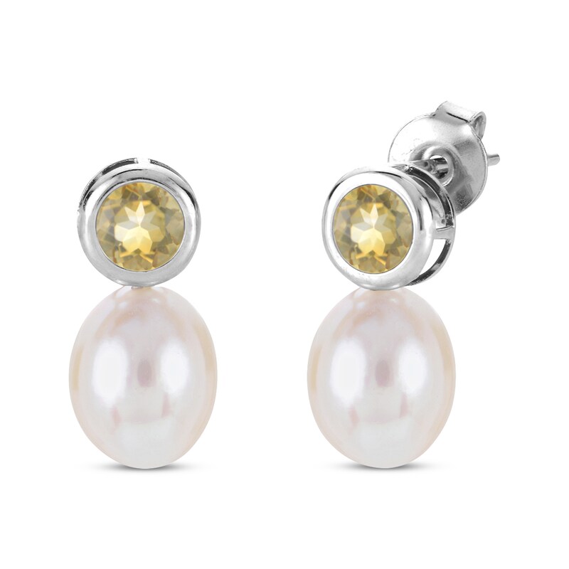 Main Image 3 of Cultured Pearl & Citrine Bezel Gift Set Sterling Silver