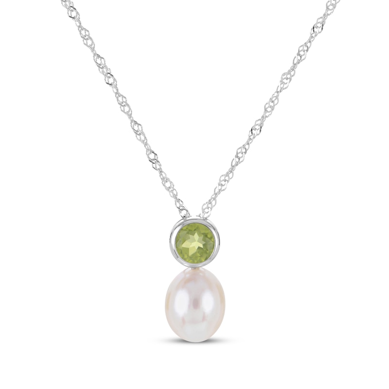 Main Image 2 of Cultured Pearl & Peridot Bezel Gift Set Sterling Silver