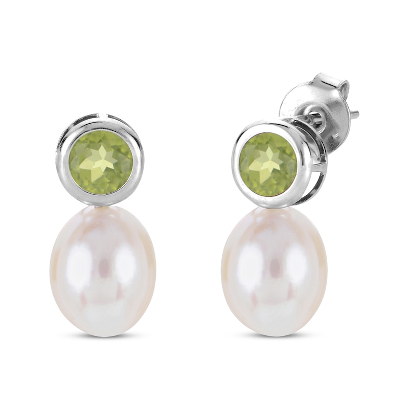 Main Image 3 of Cultured Pearl & Peridot Bezel Gift Set Sterling Silver