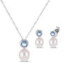 Thumbnail Image 1 of Cultured Pearl & Sky Blue Topaz Bezel Gift Set Sterling Silver