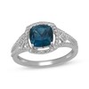 Thumbnail Image 0 of Cushion-Cut London Blue Topaz & White Lab-Created Sapphire Vintage-Inspired Ring Sterling Silver