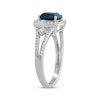 Cushion-Cut London Blue Topaz & White Lab-Created Sapphire Vintage-Inspired Ring Sterling Silver