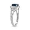 Cushion-Cut London Blue Topaz & White Lab-Created Sapphire Vintage-Inspired Ring Sterling Silver