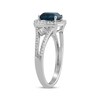 Thumbnail Image 1 of Cushion-Cut London Blue Topaz & White Lab-Created Sapphire Vintage-Inspired Ring Sterling Silver