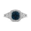 Thumbnail Image 2 of Cushion-Cut London Blue Topaz & White Lab-Created Sapphire Vintage-Inspired Ring Sterling Silver