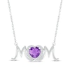 Thumbnail Image 1 of Heart-Shaped Amethyst & White Lab-Created Sapphire "Mom" Necklace Sterling Silver 18”