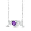 Thumbnail Image 2 of Heart-Shaped Amethyst & White Lab-Created Sapphire "Mom" Necklace Sterling Silver 18”