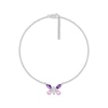 Thumbnail Image 0 of Multi-Shape Amethyst, Pink & White Lab-Created Sapphire Butterfly Anklet Sterling Silver 10”