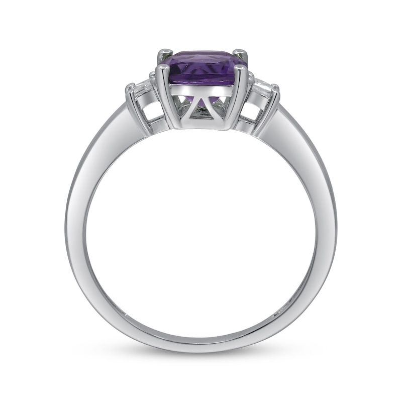 Main Image 2 of Cushion-Cut Amethyst & Diamond Ring 1/10 ct tw Sterling Silver