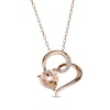 Thumbnail Image 1 of Heart-Shaped Morganite & Diamond Accent Necklace 10K Rose Gold 18"