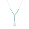 Thumbnail Image 0 of Pear-Shaped Lab-Created Opal & Swiss Blue Topaz Lariat Necklace Sterling Silver 18"