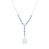 Thumbnail Image 1 of Pear-Shaped Lab-Created Opal & Swiss Blue Topaz Lariat Necklace Sterling Silver 18"