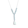 Thumbnail Image 1 of Pear-Shaped Lab-Created Opal & Swiss Blue Topaz Lariat Necklace Sterling Silver 18"