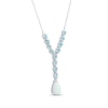 Thumbnail Image 2 of Pear-Shaped Lab-Created Opal & Swiss Blue Topaz Lariat Necklace Sterling Silver 18"