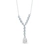Thumbnail Image 3 of Pear-Shaped Lab-Created Opal & Swiss Blue Topaz Lariat Necklace Sterling Silver 18"