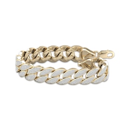 Men's Diamond Curb Chain Bracelet 3-1/6 ct tw 10K Yellow Gold 8.5&quot;