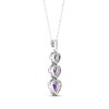 Thumbnail Image 3 of Heart-Shaped Amethyst & White Lab-Created Sapphire Trio Drop Necklace Sterling Silver 18"