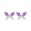 Thumbnail Image 1 of Marquise-Cut Amethyst & Diamond Butterfly Earrings 1/20 ct tw Sterling Silver