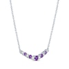 Thumbnail Image 2 of Amethyst & White Lab-Created Sapphire Bar Necklace Sterling Silver 18"