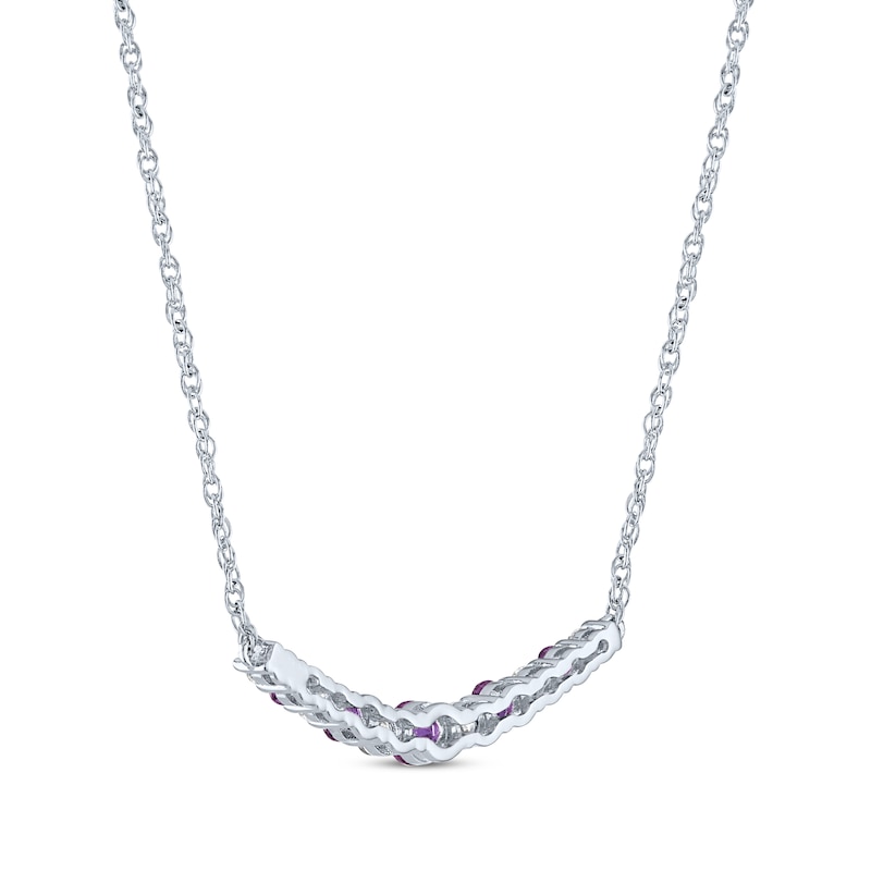 Main Image 3 of Amethyst & White Lab-Created Sapphire Bar Necklace Sterling Silver 18"