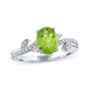Thumbnail Image 1 of Oval-Cut Peridot & White Lab-Created Sapphire Leaf & Vine Ring Sterling Silver