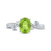 Thumbnail Image 3 of Oval-Cut Peridot & White Lab-Created Sapphire Leaf & Vine Ring Sterling Silver