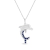 Thumbnail Image 1 of London Blue Topaz & White Lab-Created Sapphire Dolphin Necklace Sterling Silver 18"
