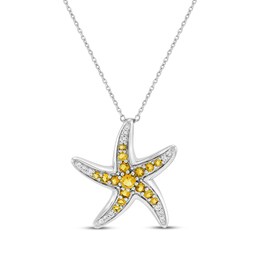 Citrine & White Lab-Created Sapphire Starfish Necklace Sterling Silver