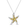 Thumbnail Image 2 of Citrine & White Lab-Created Sapphire Starfish Necklace Sterling Silver