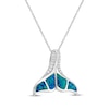 Thumbnail Image 2 of Blue-Green Lab-Created Opal & White Lab-Created Sapphire Whale Tail Necklace Sterling Silver 18"