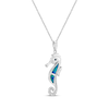 Thumbnail Image 1 of Blue-Green Lab-Created Opal, White Lab-Created Sapphire & London Blue Topaz Seahorse Necklace Sterling Silver 18"