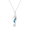 Thumbnail Image 2 of Blue-Green Lab-Created Opal, White Lab-Created Sapphire & London Blue Topaz Seahorse Necklace Sterling Silver 18"