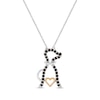 Thumbnail Image 1 of Smoky Quartz Dog Silhouette Heart Necklace Sterling Silver & 10K Rose Gold 18"
