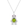 Thumbnail Image 1 of Heart-Shaped Peridot, Lab-Created Ruby & White Lab-Created Sapphire Frog Prince Necklace Sterling Silver 18"