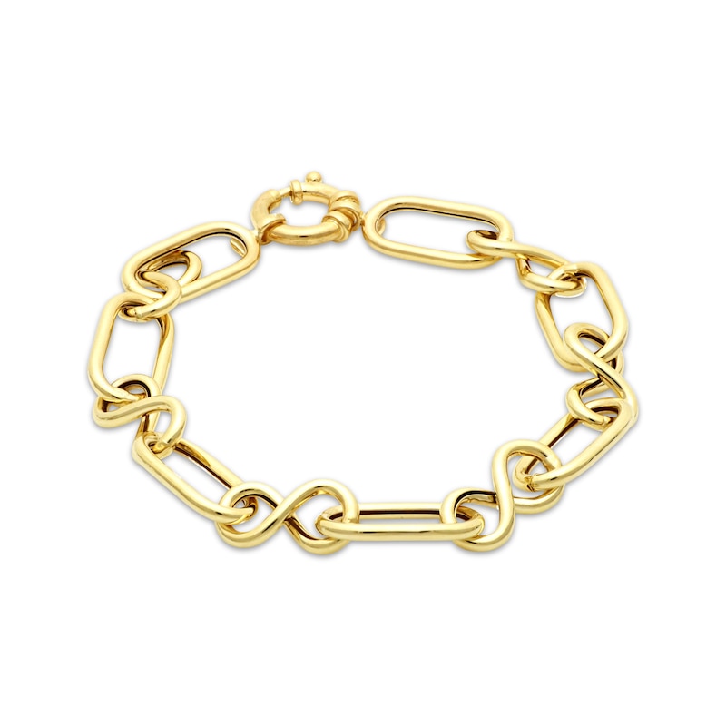 Main Image 1 of Infinity Link Bracelet Hollow 10K Yellow Gold 7.5"