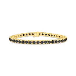 Men's Black Diamond Square Link Tennis Bracelet 3 ct tw 10K Yellow Gold 8.5"