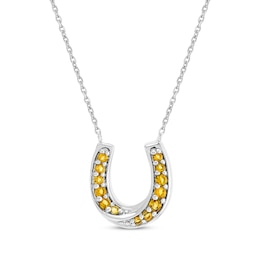Citrine Horseshoe Necklace Sterling Silver 18"