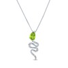 Thumbnail Image 0 of Pear-Shaped Peridot & White Lab-Created Sapphire Snake Necklace Sterling Silver 18"