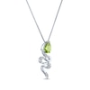 Thumbnail Image 2 of Pear-Shaped Peridot & White Lab-Created Sapphire Snake Necklace Sterling Silver 18"